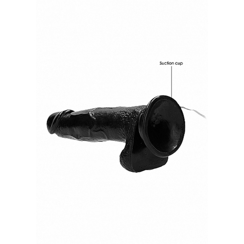 Vibrating Realistic Cock - 8" - With Scrotum - Black